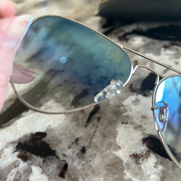 Ray-Ban Aviator Silver Frame Sunglasses with Blue Lenses - Picture 7 of 8